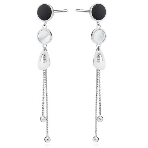 Cercei lungi de argint cu lantisoare, bilute si Mother of Pearl DiAmanti Z2060ER_OB-DIA (Argint 925‰ 4 g.)